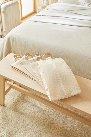 Ocean Home Textile 4'lü Bej Balıksırtı Ayakkabı Düzenleyici Taşıma Çantası Seti 22 X 40 X 9 Cm