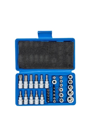 5529 3/8 1/4 İç Dış Torx Bits Uçlu Lokma Anahtar Takımı 34 Parça