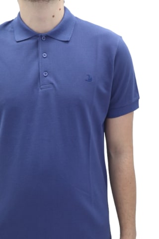 Santa Dmctekstil Erkek Dior Düz Spor Kesim Dar Kalıp Cepsiz Polo Yaka T-shirt Indigo