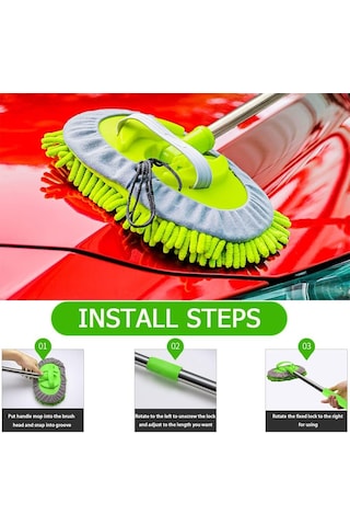 Jouis Araba Yıkama Fırçası El Mop Temizleme Aleti Uzun Saplı Yıkama Detaylandırma Kiti Arabalar Kamyon, Suv, Rv, Römork, Mikrofiber Sünger Silgi Boyaya Zarar Vermez Çiziksiz Sku: Smgstk1788f2da3f