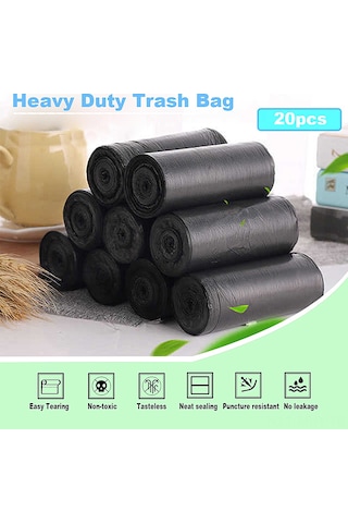 Monyee 20 Adet Siyah Kalın Pe Çöp Poşeti - 50x45cm Büyük Kapasiteli, İğneleme Dayanıklı Mutfak Ve Ev Çöpü İçin