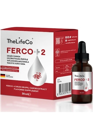 TheLifeCo Ferco +2 Değerlikli Demir Damlası 30 ML