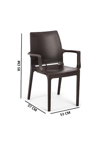 Omnipazar Sy-2502 Plastik Eve Bahçe Koltuk Sandalye 4'lü Set Kahverengi Kahverengi
