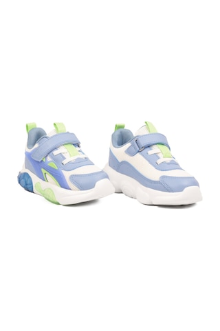 Cool Mavi Fileli Rahat Tabanlı Işıklı Erkek Çocuk Spor Ayakkabı Cırt Cırtlı Sneaker Rory P