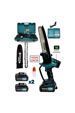 Mur-9108 Dal Budama Testeresi Kömürsüz Otomatik Yağlamalı Dijital Göstergeli 21v 3 Amper