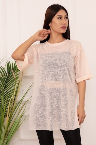 Kalopya Bayan Basic Salaş Esp12 T-Shirt Pudra