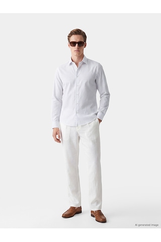 Lcw Busıness Mavi Slim Fit Çizgili Erkek Gömlek