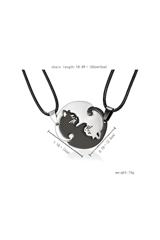 Sones Çiftler Takı Kolyeler Titanyum Çelik Hayvan Kedi Kolye Metal Zincirli Beyaz Ve Siyah Kedi