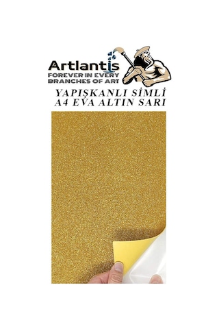 Yapışkanlı Simli Eva Altın Sarı A4 20x30 5 Adet 1 Paket Hobi Okul Öncesi Kreş Anasınıfı Eva Yapışkanlı Simli 20 30