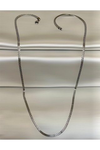 Silver Renk Hasır Örme Çelik Kolye 65 Cm 3mm Silver