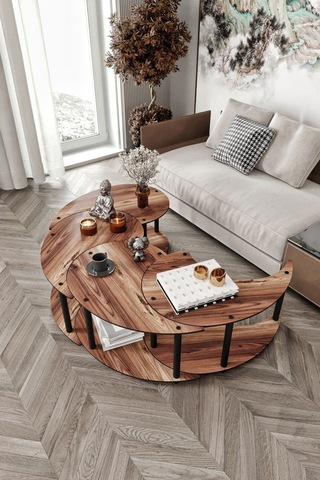 Yin Yang Unıty Serenıty Orta Sehpa 4 Lü Madran Ceviz-90 Cm Ceviz