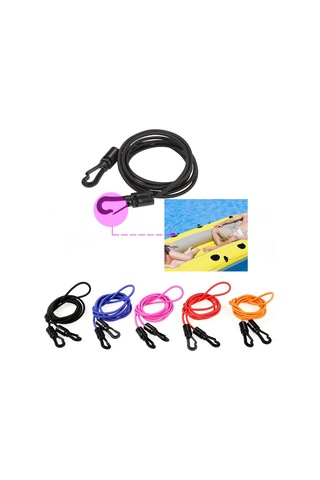 Mufunye Kano İçin Esnek Lastikli Nilon İki Kancalı Kordon - Siyah 1.6m Uzunluk