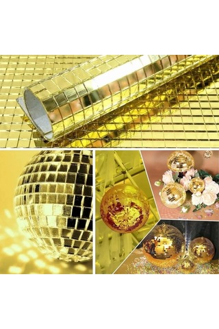 Biishe Kare Gold Cam Mozaik Fayans Çıkartmaları El İşi Kare Cam Fayans Kendinden Yapışkanlı Aynalı