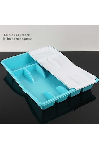 Plastik Çekmece İçi Kaşıklık Dubleks İki Katlı Plastik Kaşıklık