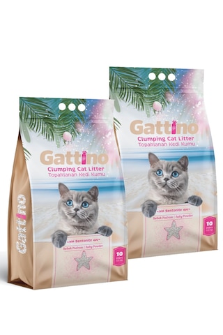 Gattino Pudra Kokulu Topaklaşan Bentonit Kedi Kumu 2 x 10 L