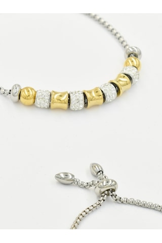 Brezza Lusso Jewelry Enesstore Zirkon Taşlı  Kadın Charm Çelik Bileklik Sarı
