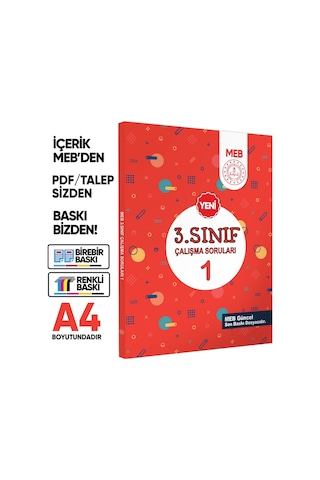 MEB İlkokul 3.Sınıf Çalışma Soruları 1 Tüm Dersler Kazanım Pekiştirme Kitabı BASKI ÜCRETİ