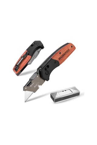 Workpro Wp211035 Ağır Hizmet Çelik/ahşap Gövde Katlanır Rötuş Maket Bıçağı + 11 Adet Yedek Bıçak
