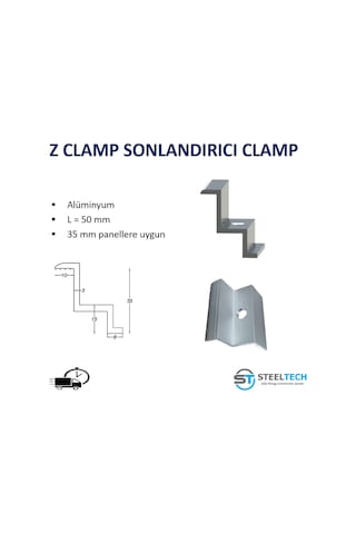 Z CLAMP GÜNEŞ PANELİ SONLANDIRICI 100 ADET 35MM'LİK Z CLAMP GÜNEŞ PANELİ SONLANDIRICI 100 ADET 35MM'LİK
