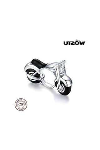 Novahub 925 Ayar Gümüş Motosiklet Siyah Emaye Yılan Bilezik Takı 0.8x1.4cm Siyah