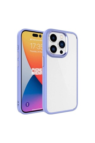 Apple Uyumlu iPhone 15 Pro Kılıf Zore Krom Kapak Lila