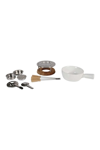 Büyük Fondü Seti, Fondue Set Bianco, 4 Kişilik Peynir Fondüsü Çok Renkli
