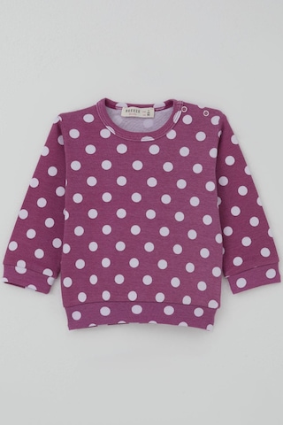 Breeze Kız Bebek Pijama Takımı Omuzdan Patlı Beyaz Puantiye Desenli 4 Ay-1 Yaş, Eflatun Eflatun