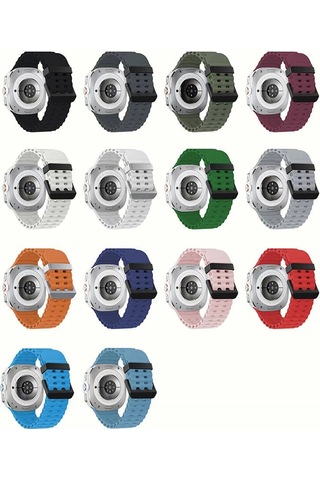 Galaxy Uyumlu Watch Ultra 47mm Redclick Krd-118 Tırtıklı Tasarım Silikon Kordon