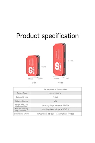 Daly 16s 5a Aktif Balancer Li-ion / Lifepo4 / Lto Hücre Dengeleyici Yüksek Hızlı Equalizer