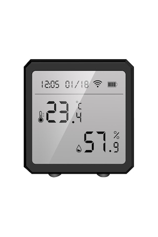 Siyah Tuya Akıllı Wifi Sıcaklık Nem Sensörü Kapalı Higrometre Termometre App Uzaktan Kumanda İle