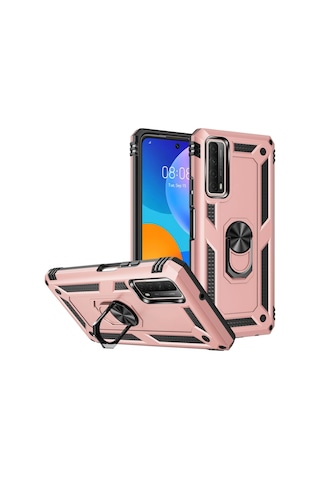 Newface Huawei P Smart 2021 Kılıf Sofya Yüzüklü Silikon Kapak Semeglbl - 98 - Rose