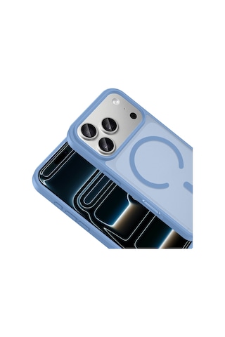 Maks Technology Apple Uyumlu iPhone 18 Pro Kılıf M-safe Şarj Özellikli Mkst Babet Kapak - Açık Mavi