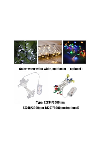 Ximistore9 Bz234 2m Gümüş Bakır Tel Led Işık Zinciri, 20 Adet Beyaz Ampul, Pil Kutuslu, İç/ Dış Mekan, Noel Ağacı, Bahçe Dekorasyonu, Yıldız Şekli