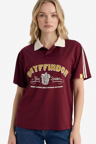 Defacto Harry Potter Oversıze Polo Yaka Baskılı Kısa Kollu Tişört G0820ax26spbr467 Bordo-br467