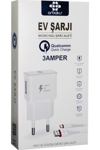 Arbaks Arb-013 1 Çıkışlı 3000 Mah Micro Kablo + Ev Tipi Şarj Alet (494639358)