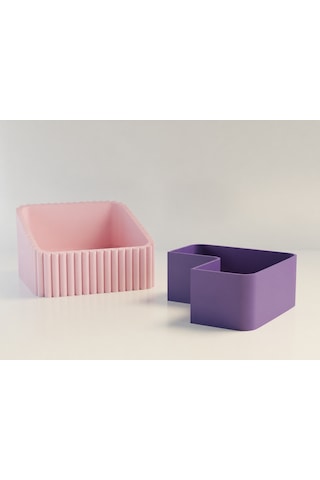 3d Baskı Fıstık Kasesi - Çift Hazneli Kabuk Ayırıcı Sunum Kasesi - Pembe Mor Diğer