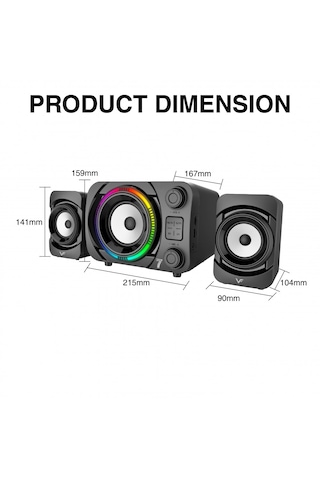 Bluetooth Mikrofonlu Hoparlör Rgb 2+1 Ses Sistemi Gaming Bilgisayar Hoparlör