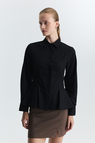 Antioch Peplum Poplin Gömlek Siyah