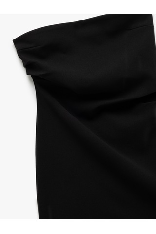 Koton Scuba Krep Kumaş Drape Detaylı Mini Straplez Elbise Siyah 5sak80037ek Siyah