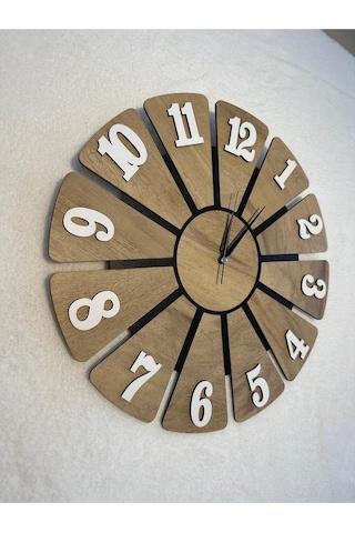 Ümra Lazer Yeşil Dekoratif Ahşap Duvar Saati 40 Cm Sessız Akar Mekanizma Geometrik 40 Cm Yuvarlak Reçine Ahşap