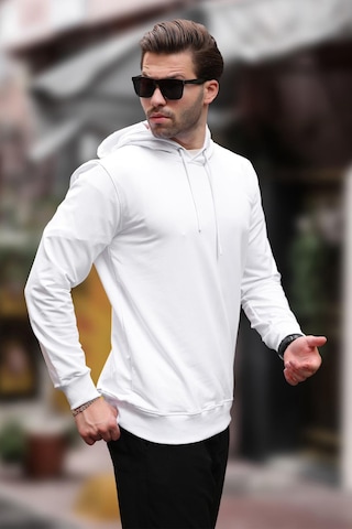 Madmext Beyaz Kapüşonlu Erkek Sweatshirt 7069 Beyaz