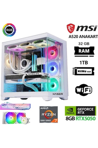 Xaser Delux X08 R7-5700X 32 GB 1 TB SSD RTX5050 Dos Oyuncu Masaüstü Bilgisayarı