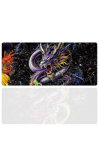90x40 Cm Ejderha Desenli Oyuncu Gaming Mouse Pad Kaymaz Kauçuk Taban Fare Altlığı Xxl Mousepad Drake Serisi 005
