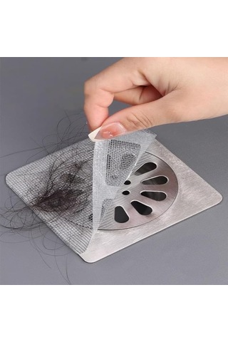 Lavabo Gider Süzgeci, Yapışkanlı Tül Filtre, 10'lu Paket, Saç Ve Atık Önleyici Açık Ahşap
