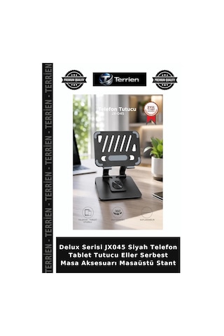 Delux Serisi Jx045 Siyah Telefon Tablet Tutucu Eller Serbest Masa Aksesuarı Masaüstü Stant Diğer