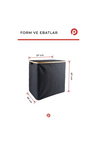 Pazarika 100 Litre Kapaklı İki Bölmeli Kirli Sepeti - Dev Boy Çamaşır Ayırma Düzenleyici Siyah