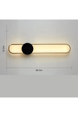 Modern Led Duvar Uzun Aplik 60 Cm Eskitme - Siyah