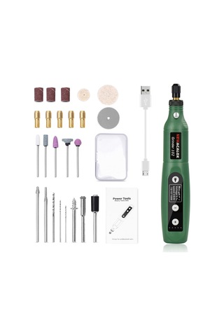 Teltree Usb Şarjlı Mini Elektrikli Taşlama Aleti Seti - 5 Viteslı Işıklı Polisher, Ahşap Taşlama Ve Polishing İçin Çok Fonksiyonlu Gereç Gri