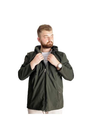 Mode Xl Büyük Beden Softshell Waterproff Kapüşonlu Mont 21235 Haki 001