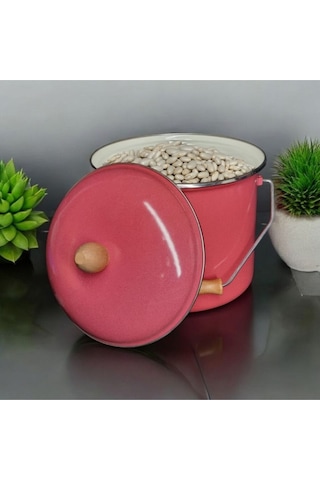 Emaye Yoğurt Tenceresi Emaye Bakraç 20cm 5lt Kırmızı Kırmızı